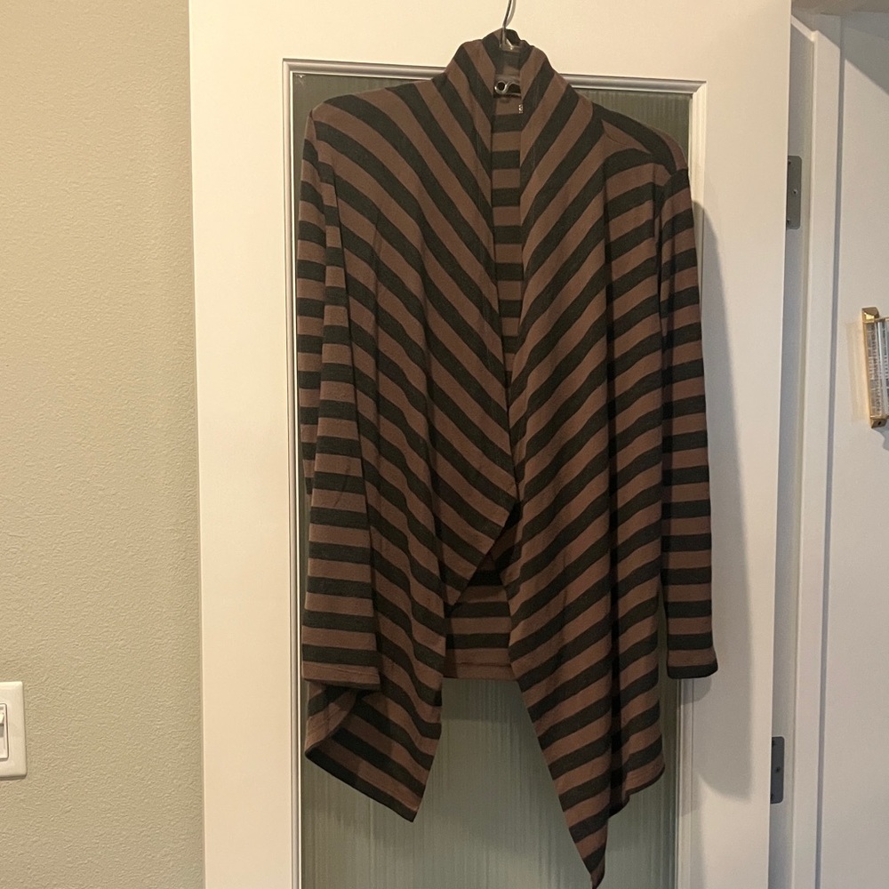 a.n.a Women's Striped Cardigan - Black and Brown